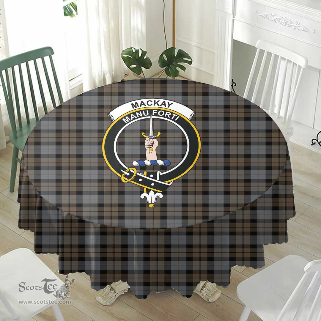 Scottish MacKay Weathered Crest Tartan Plaid Round Tablecloth Tartan Home Decor Scottish Plaid Tartan Plaid - ScotsTee - scotstee.com