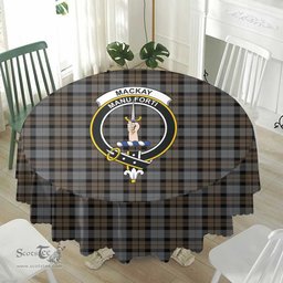 Scottish MacKay Weathered Crest Tartan Plaid Round Tablecloth Tartan Home Decor Scottish Plaid Tartan Plaid - ScotsTee - scotstee.com