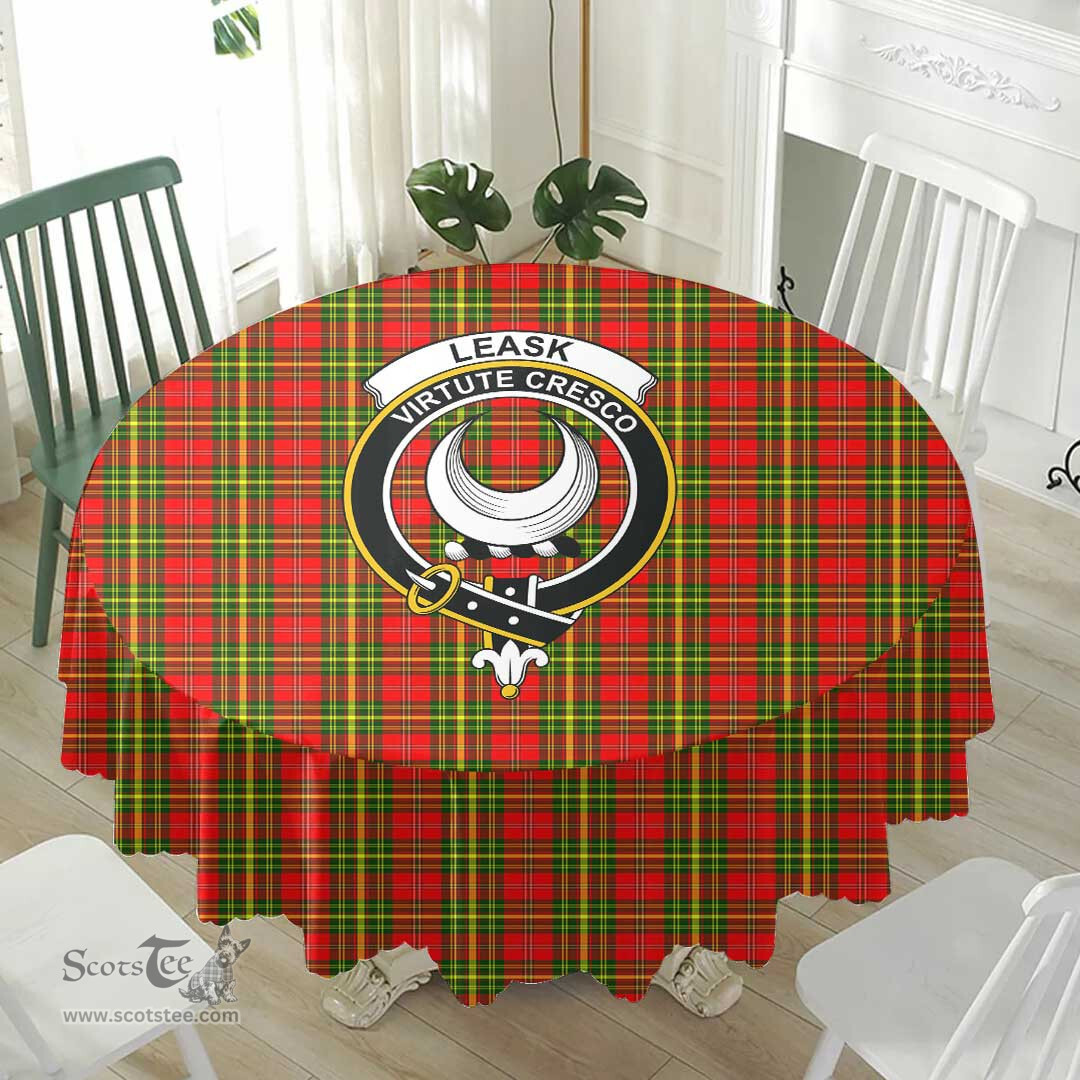 Scottish Leask Crest Tartan Plaid Round Tablecloth Tartan Home Decor Scottish Plaid Tartan Plaid - ScotsTee - scotstee.com