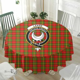 Scottish Leask Crest Tartan Plaid Round Tablecloth Tartan Home Decor Scottish Plaid Tartan Plaid - ScotsTee - scotstee.com