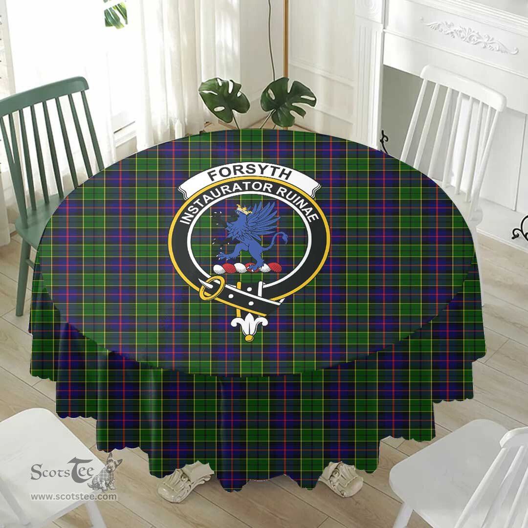 Scottish Forsyth Modern Crest Tartan Plaid Round Tablecloth Tartan Home Decor Scottish Plaid Tartan Plaid - ScotsTee - scotstee.com