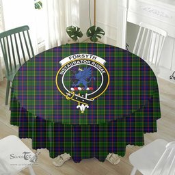 Scottish Forsyth Modern Crest Tartan Plaid Round Tablecloth Tartan Home Decor Scottish Plaid Tartan Plaid - ScotsTee - scotstee.com