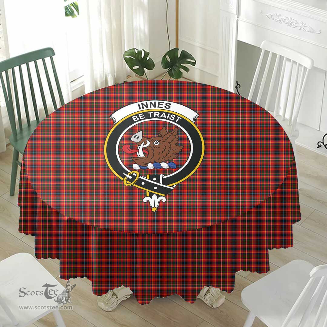 Scottish Innes Modern Crest Tartan Plaid Round Tablecloth Tartan Home Decor Scottish Plaid Tartan Plaid - ScotsTee - scotstee.com