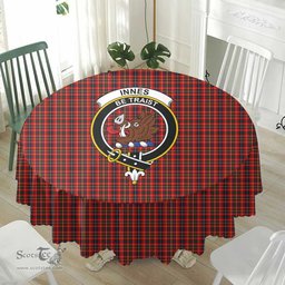 Scottish Innes Modern Crest Tartan Plaid Round Tablecloth Tartan Home Decor Scottish Plaid Tartan Plaid - ScotsTee - scotstee.com