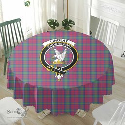 Scottish Lindsay Ancient Crest Tartan Plaid Round Tablecloth Tartan Home Decor Scottish Plaid Tartan Plaid - ScotsTee - scotstee.com