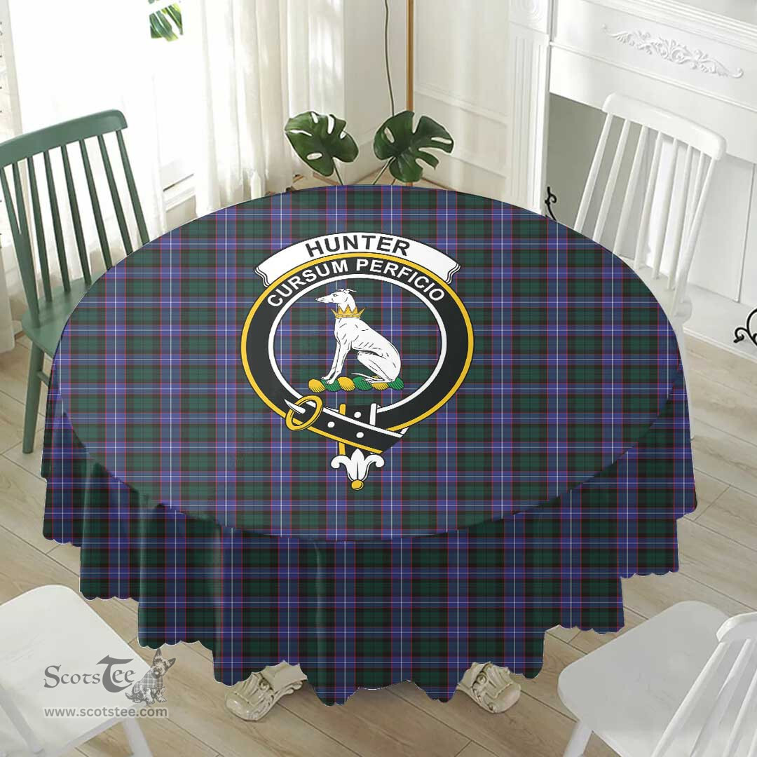 Scottish Hunter Modern Crest Tartan Plaid Round Tablecloth Tartan Home Decor Scottish Plaid Tartan Plaid - ScotsTee - scotstee.com