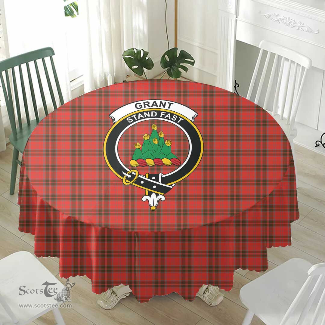 Scottish Grant Weathered Crest Tartan Plaid Round Tablecloth Tartan Home Decor Scottish Plaid Tartan Plaid - ScotsTee - scotstee.com