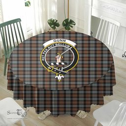 Scottish Gunn Weathered Crest Tartan Plaid Round Tablecloth Tartan Home Decor Scottish Plaid Tartan Plaid - ScotsTee - scotstee.com