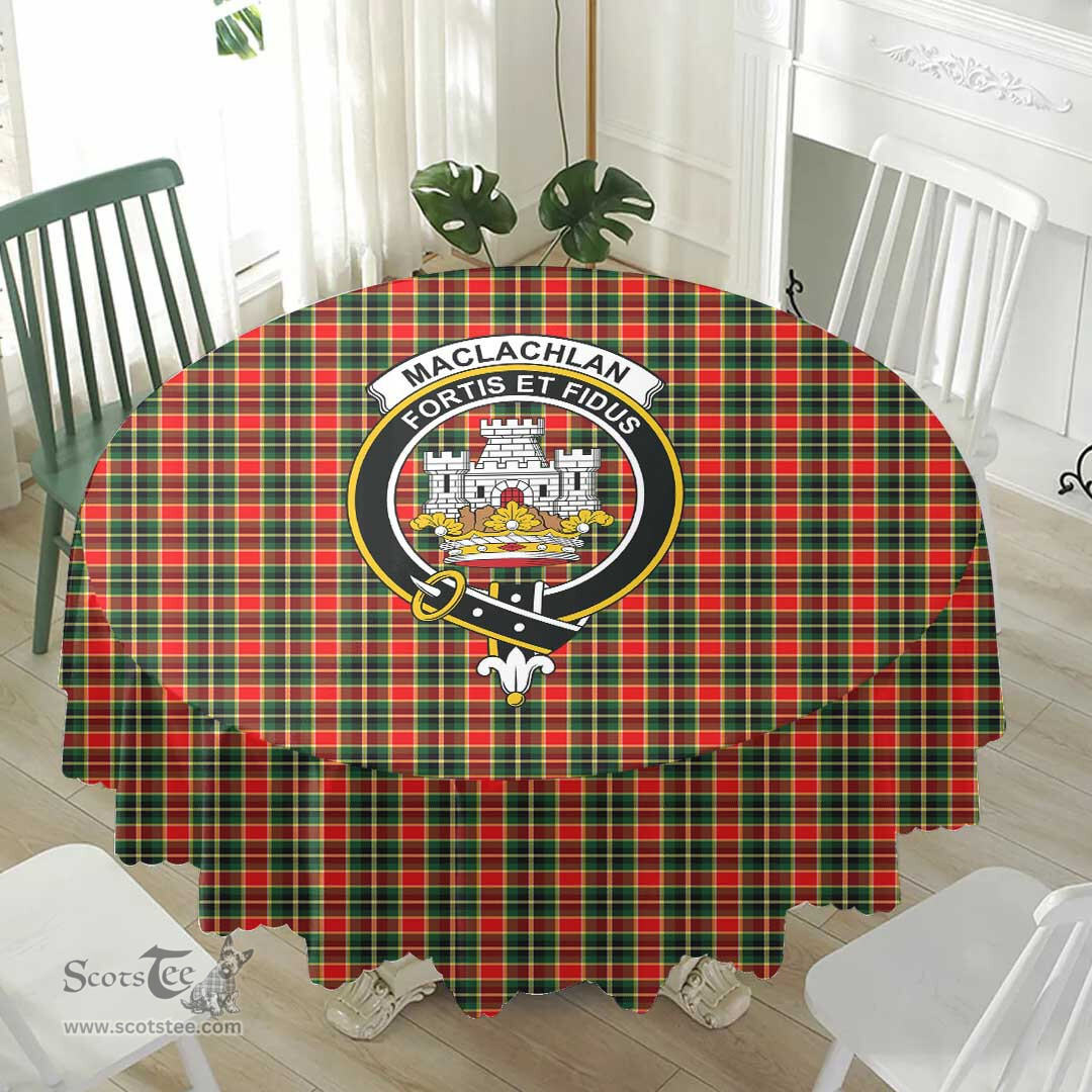 Scottish MacLachlan Hunting Modern Crest Tartan Plaid Round Tablecloth Tartan Home Decor Scottish Plaid Tartan Plaid - ScotsTee - scotstee.com