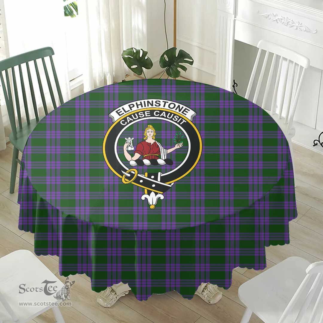 Scottish Elphinstone Crest Tartan Plaid Round Tablecloth Tartan Home Decor Scottish Plaid Tartan Plaid - ScotsTee - scotstee.com