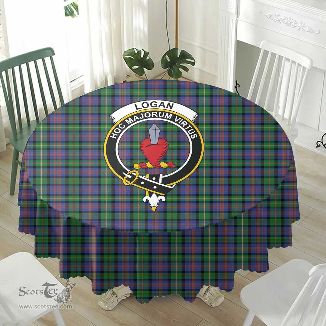 Scottish Logan Ancient Crest Tartan Plaid Round Tablecloth Tartan Home Decor Scottish Plaid Tartan Plaid - ScotsTee - scotstee.com