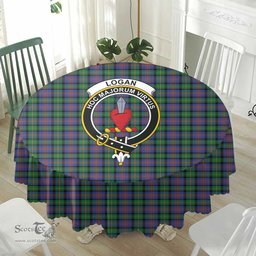 Scottish Logan Ancient Crest Tartan Plaid Round Tablecloth Tartan Home Decor Scottish Plaid Tartan Plaid - ScotsTee - scotstee.com