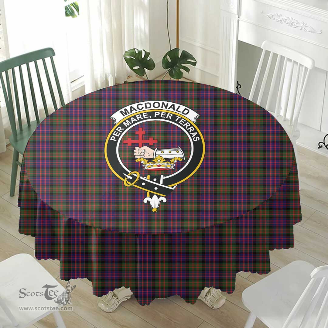 Scottish MacDonald Modern Crest Tartan Plaid Round Tablecloth Tartan Home Decor Scottish Plaid Tartan Plaid - ScotsTee - scotstee.com