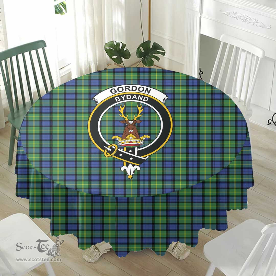 Scottish Gordon Old Ancient Crest Tartan Plaid Round Tablecloth Tartan Home Decor Scottish Plaid Tartan Plaid - ScotsTee - scotstee.com