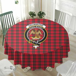 Scottish Drummond Modern Crest Tartan Plaid Round Tablecloth Tartan Home Decor Scottish Plaid Tartan Plaid - ScotsTee - scotstee.com