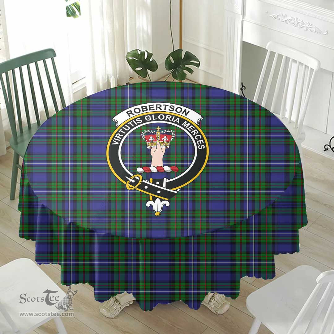 Scottish Robertson Hunting Modern Crest Tartan Plaid Round Tablecloth Tartan Home Decor Scottish Plaid Tartan Plaid - ScotsTee - scotstee.com