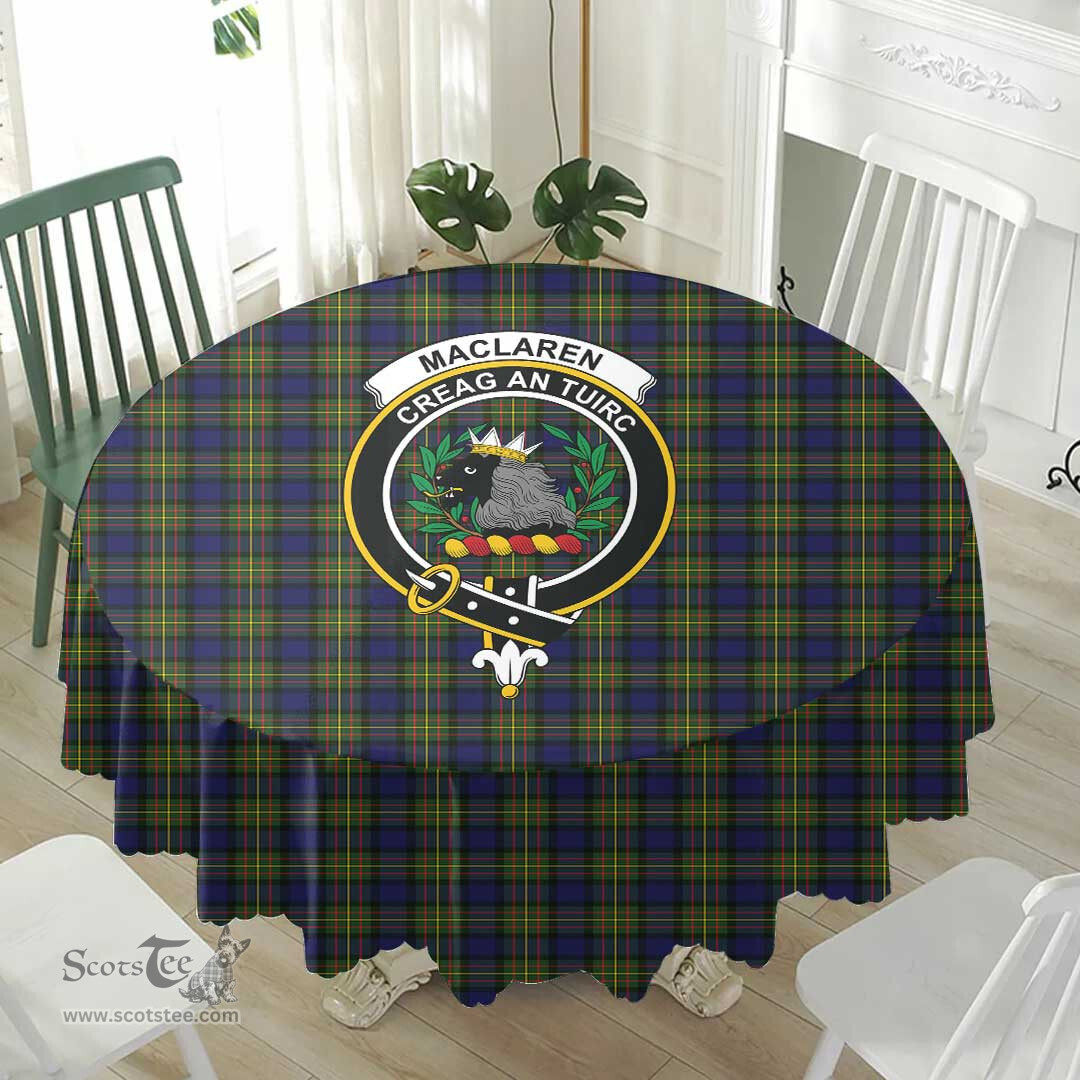 Scottish MacLaren Modern Crest Tartan Plaid Round Tablecloth Tartan Home Decor Scottish Plaid Tartan Plaid - ScotsTee - scotstee.com