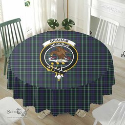 Scottish Graham of Montrose Modern Crest Tartan Plaid Round Tablecloth Tartan Home Decor Scottish Plaid Tartan Plaid - ScotsTee - scotstee.com