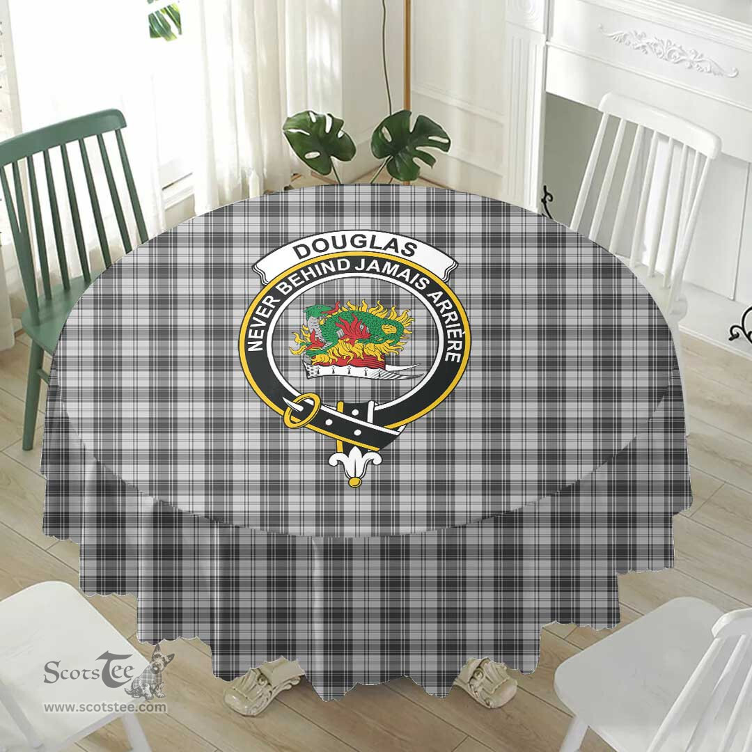 Scottish Douglas Grey Modern Crest Tartan Plaid Round Tablecloth Tartan Home Decor Scottish Plaid Tartan Plaid - ScotsTee - scotstee.com