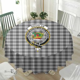 Scottish Douglas Grey Modern Crest Tartan Plaid Round Tablecloth Tartan Home Decor Scottish Plaid Tartan Plaid - ScotsTee - scotstee.com