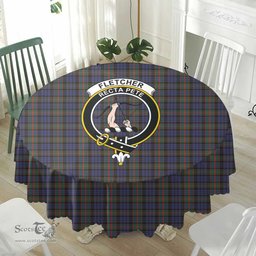 Scottish Fletcher of Dunans Crest Tartan Plaid Round Tablecloth Tartan Home Decor Scottish Plaid Tartan Plaid - ScotsTee - scotstee.com