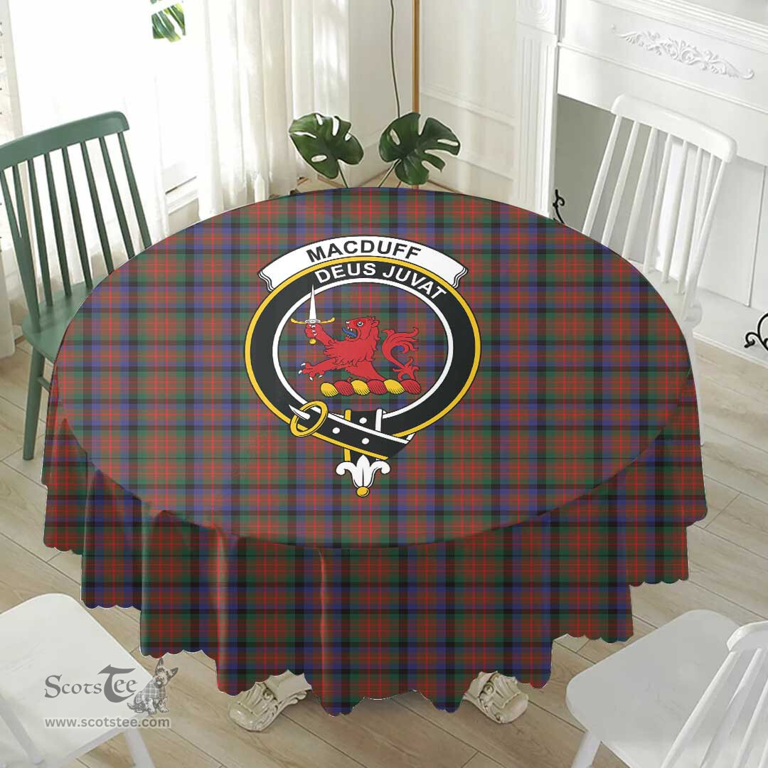 Scottish MacDuff Hunting Modern Crest Tartan Plaid Round Tablecloth Tartan Home Decor Scottish Plaid Tartan Plaid - ScotsTee - scotstee.com