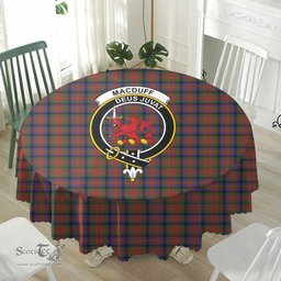 Scottish MacDuff Hunting Modern Crest Tartan Plaid Round Tablecloth Tartan Home Decor Scottish Plaid Tartan Plaid - ScotsTee - scotstee.com