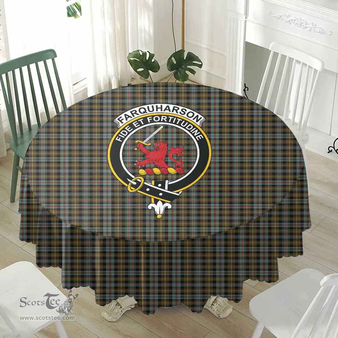 Scottish Farquharson Weathered Crest Tartan Plaid Round Tablecloth Tartan Home Decor Scottish Plaid Tartan Plaid - ScotsTee - scotstee.com