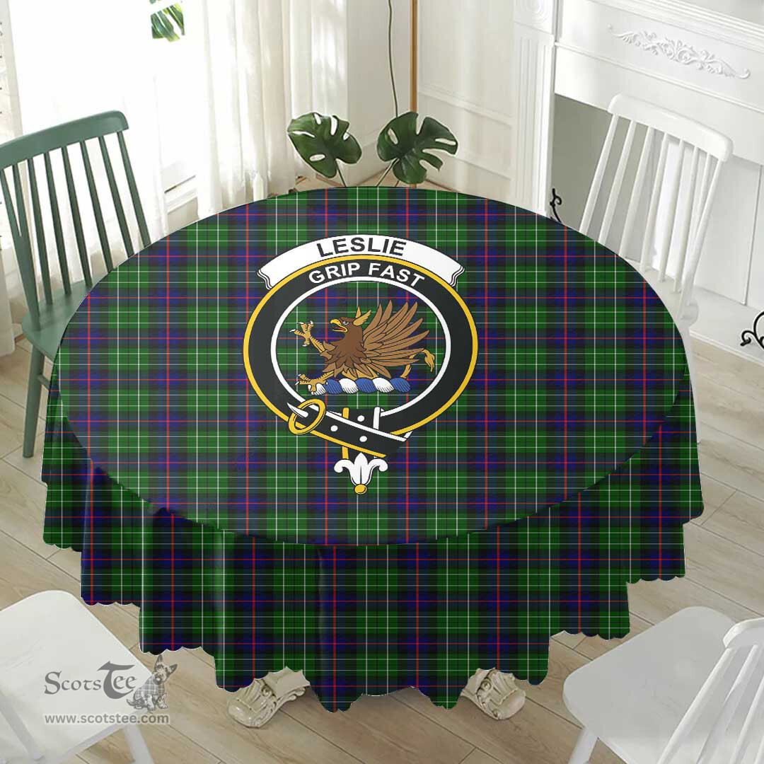 Scottish Leslie Hunting Crest Tartan Plaid Round Tablecloth Tartan Home Decor Scottish Plaid Tartan Plaid - ScotsTee - scotstee.com