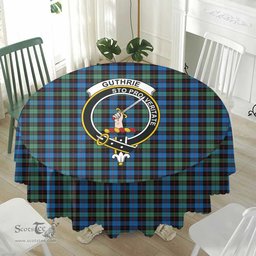 Scottish Guthrie Ancient Crest Tartan Plaid Round Tablecloth Tartan Home Decor Scottish Plaid Tartan Plaid - ScotsTee - scotstee.com