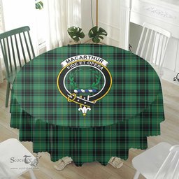 Scottish MacArthur Ancient Crest Tartan Plaid Round Tablecloth Tartan Home Decor Scottish Plaid Tartan Plaid - ScotsTee - scotstee.com