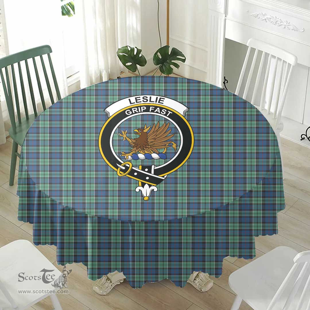 Scottish Leslie Hunting Ancient Crest Tartan Plaid Round Tablecloth Tartan Home Decor Scottish Plaid Tartan Plaid - ScotsTee - scotstee.com