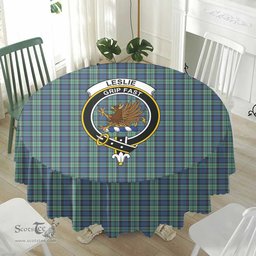 Scottish Leslie Hunting Ancient Crest Tartan Plaid Round Tablecloth Tartan Home Decor Scottish Plaid Tartan Plaid - ScotsTee - scotstee.com