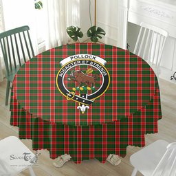 Scottish Pollock Modern Crest Tartan Plaid Round Tablecloth Tartan Home Decor Scottish Plaid Tartan Plaid - ScotsTee - scotstee.com