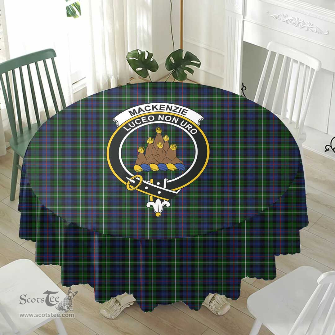 Scottish MacKenzie Modern Crest Tartan Plaid Round Tablecloth Tartan Home Decor Scottish Plaid Tartan Plaid - ScotsTee - scotstee.com