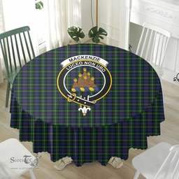 Scottish MacKenzie Modern Crest Tartan Plaid Round Tablecloth Tartan Home Decor Scottish Plaid Tartan Plaid - ScotsTee - scotstee.com