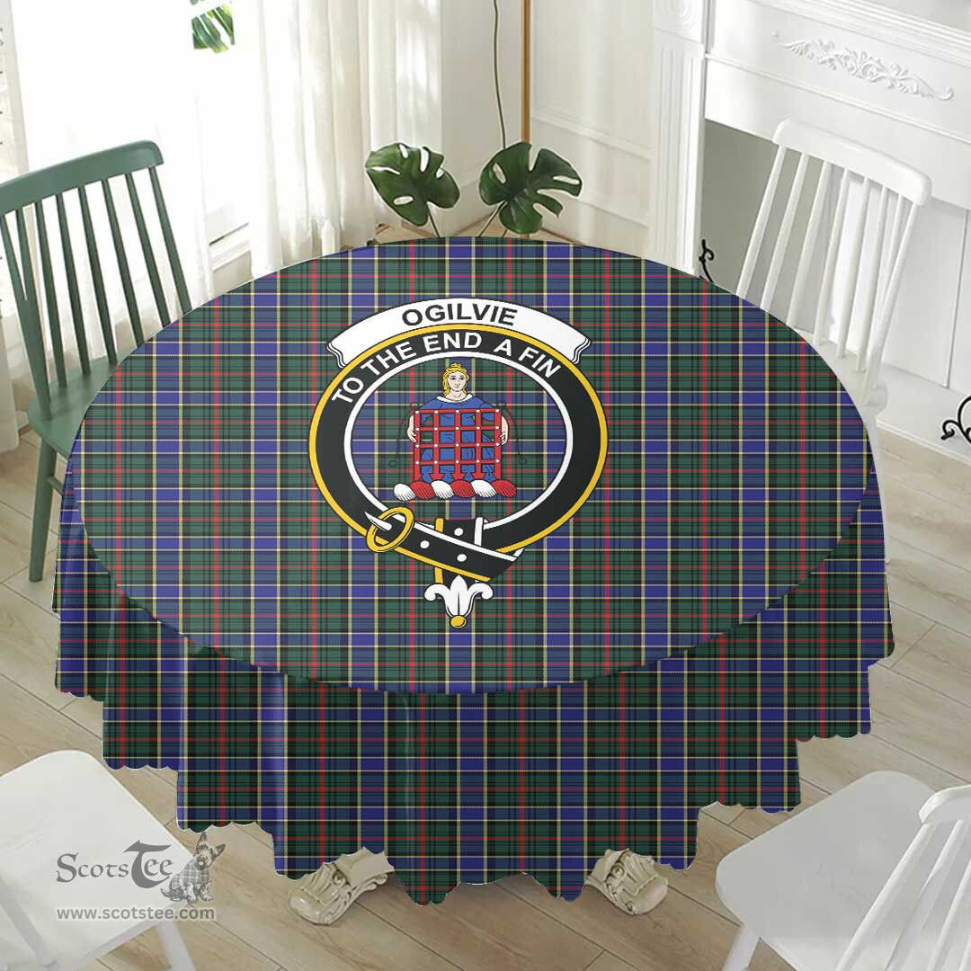Scottish Ogilvie Hunting Modern Crest Tartan Plaid Round Tablecloth Tartan Home Decor Scottish Plaid Tartan Plaid - ScotsTee - scotstee.com