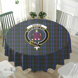 Scottish Ogilvie Hunting Modern Crest Tartan Plaid Round Tablecloth Tartan Home Decor Scottish Plaid Tartan Plaid - ScotsTee - scotstee.com