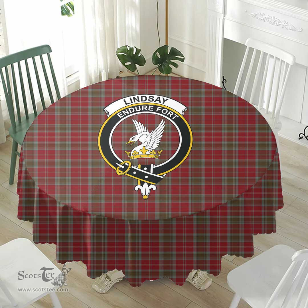 Scottish Lindsay Weathered Crest Tartan Plaid Round Tablecloth Tartan Home Decor Scottish Plaid Tartan Plaid - ScotsTee - scotstee.com