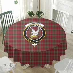 Scottish Lindsay Weathered Crest Tartan Plaid Round Tablecloth Tartan Home Decor Scottish Plaid Tartan Plaid - ScotsTee - scotstee.com