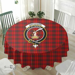 Scottish Matheson Modern Crest Tartan Plaid Round Tablecloth Tartan Home Decor Scottish Plaid Tartan Plaid - ScotsTee - scotstee.com