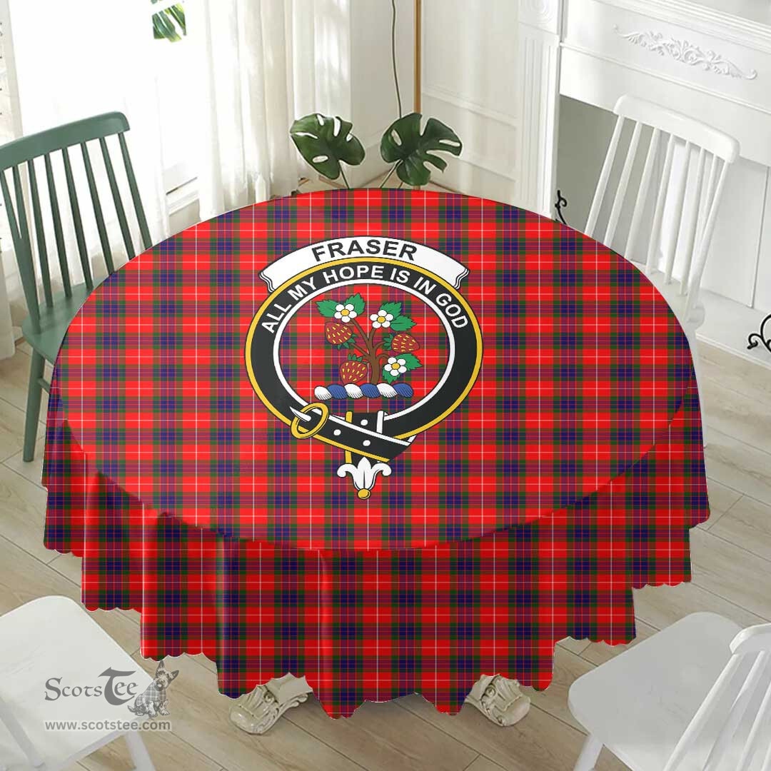 Scottish Fraser Modern Crest Tartan Plaid Round Tablecloth Tartan Home Decor Scottish Plaid Tartan Plaid - ScotsTee - scotstee.com