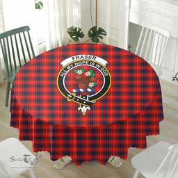 Scottish Fraser Modern Crest Tartan Plaid Round Tablecloth Tartan Home Decor Scottish Plaid Tartan Plaid - ScotsTee - scotstee.com