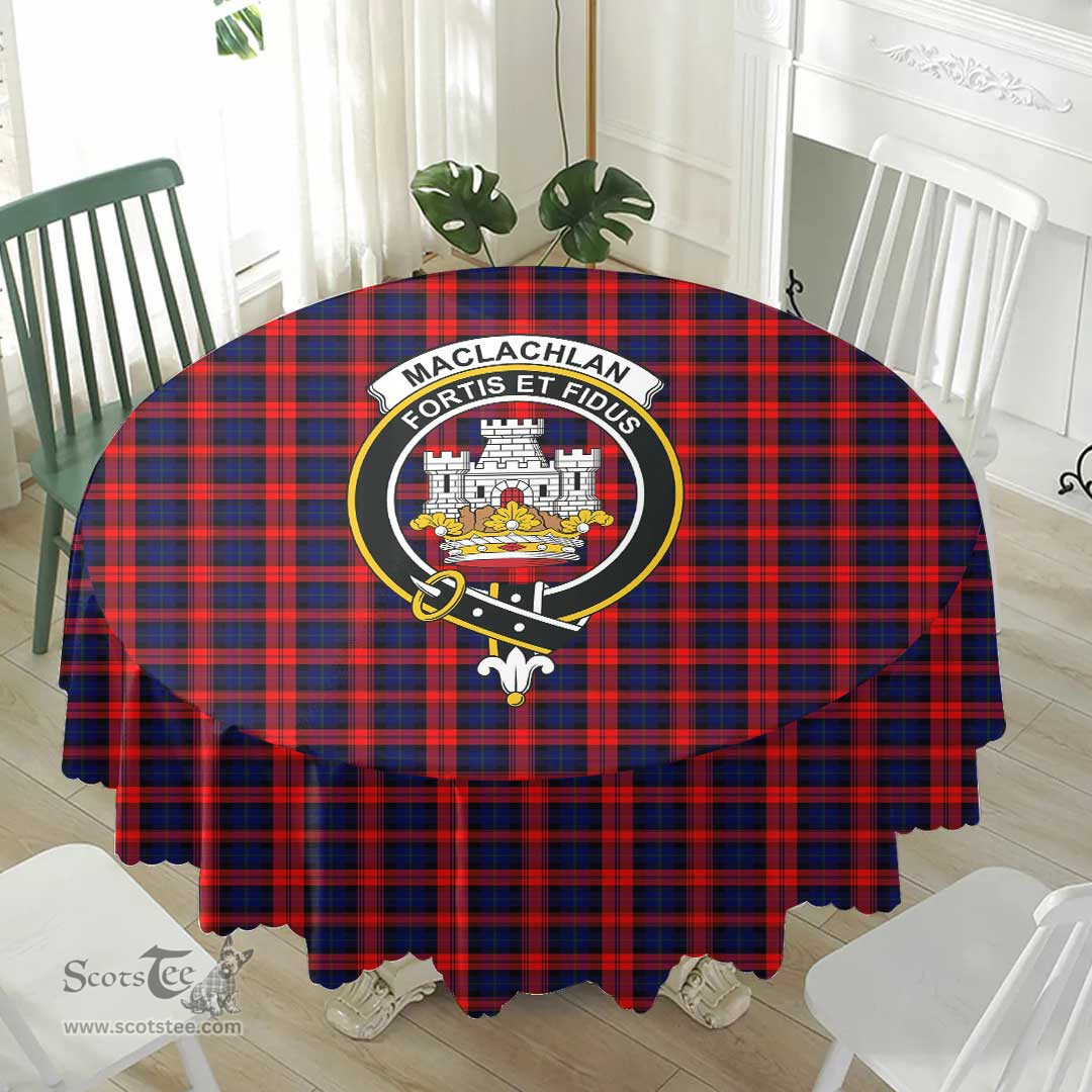 Scottish MacLachlan Modern Crest Tartan Plaid Round Tablecloth Tartan Home Decor Scottish Plaid Tartan Plaid - ScotsTee - scotstee.com