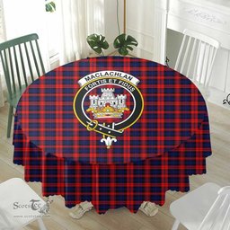Scottish MacLachlan Modern Crest Tartan Plaid Round Tablecloth Tartan Home Decor Scottish Plaid Tartan Plaid - ScotsTee - scotstee.com