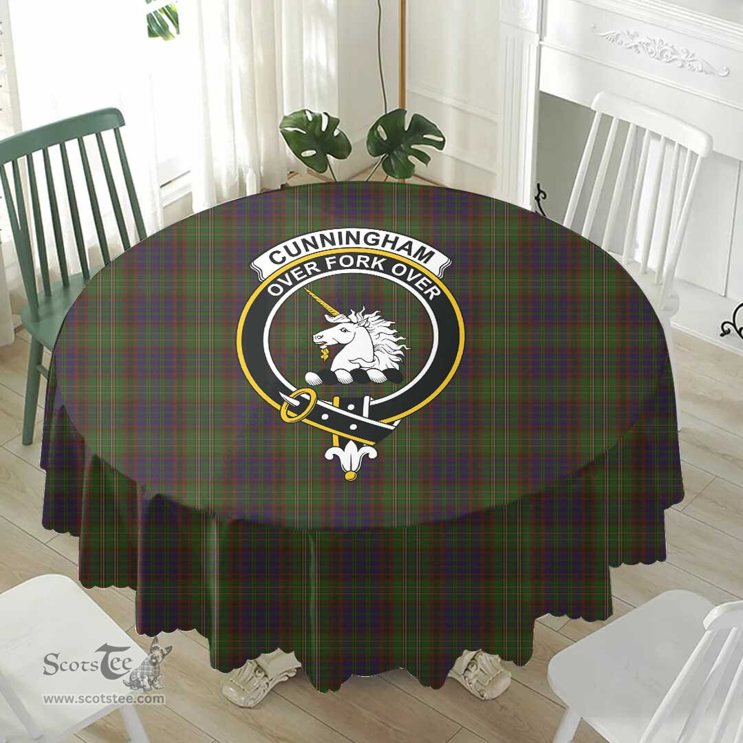 Scottish Cunningham Hunting Modern Crest Tartan Plaid Round Tablecloth Tartan Home Decor Scottish Plaid Tartan Plaid - ScotsTee - scotstee.com