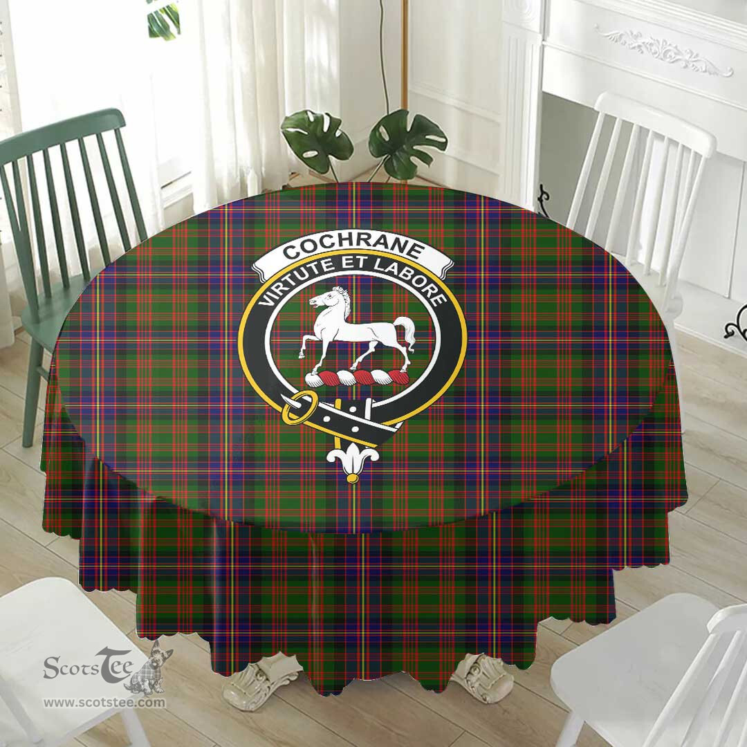 Scottish Cochrane Modern Crest Tartan Plaid Round Tablecloth Tartan Home Decor Scottish Plaid Tartan Plaid - ScotsTee - scotstee.com