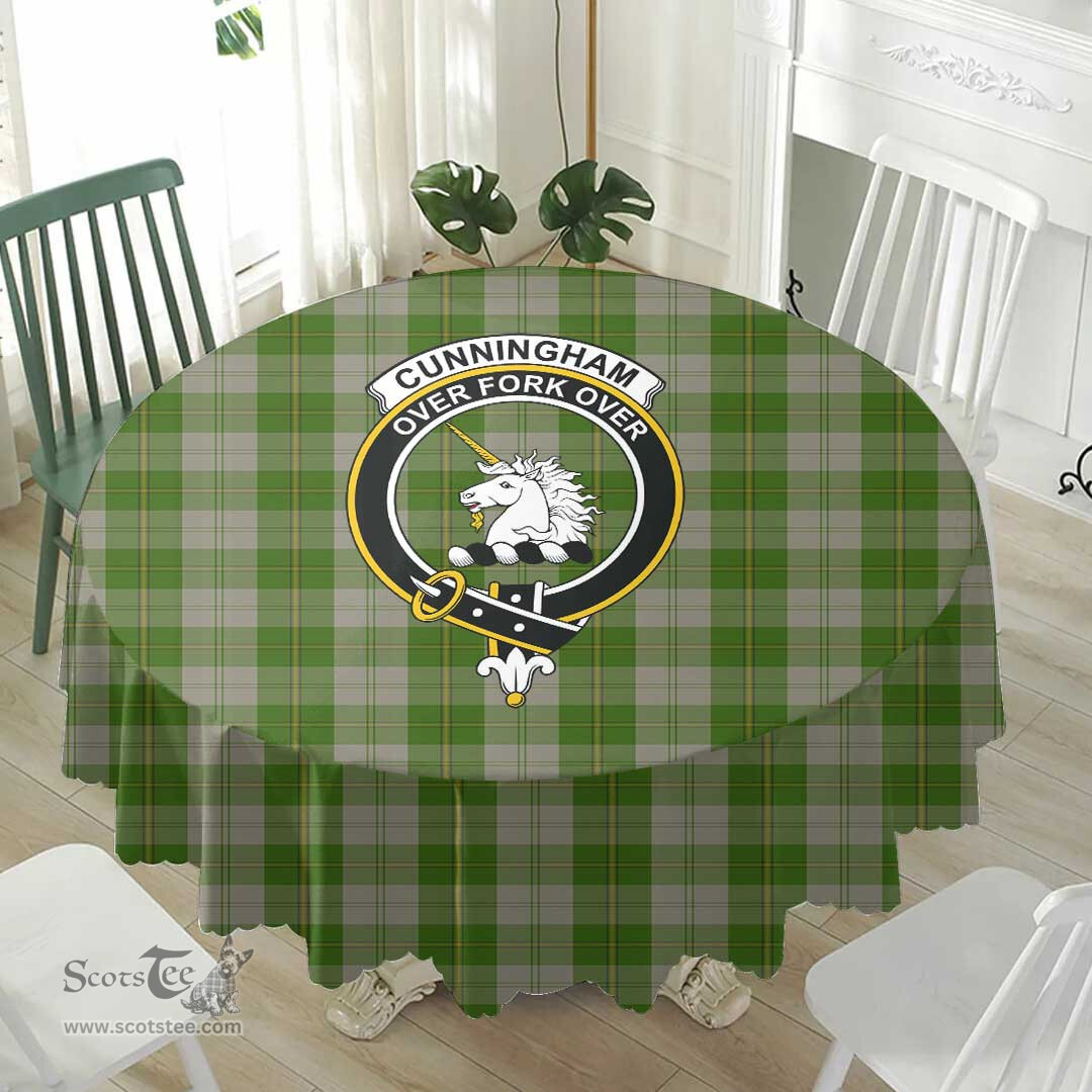 Scottish Cunningham Dress Green Dancers Crest Tartan Plaid Round Tablecloth Tartan Home Decor Scottish Plaid Tartan Plaid - ScotsTee - scotstee.com