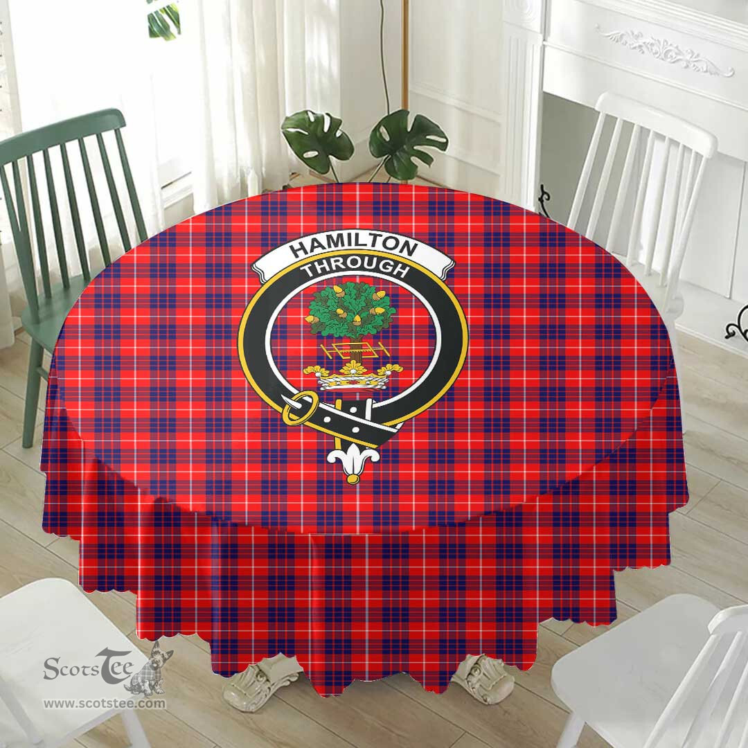 Scottish Hamilton Modern Crest Tartan Plaid Round Tablecloth Tartan Home Decor Scottish Plaid Tartan Plaid - ScotsTee - scotstee.com