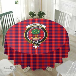 Scottish Hamilton Modern Crest Tartan Plaid Round Tablecloth Tartan Home Decor Scottish Plaid Tartan Plaid - ScotsTee - scotstee.com